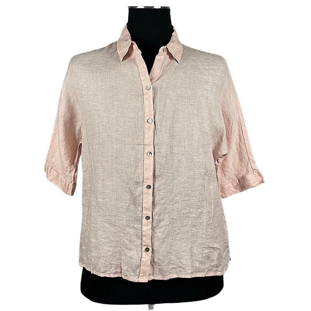 Rachel Zoe NWOT 100% Linen Oversized‎ Short Sleeve Button Up - Women’s S